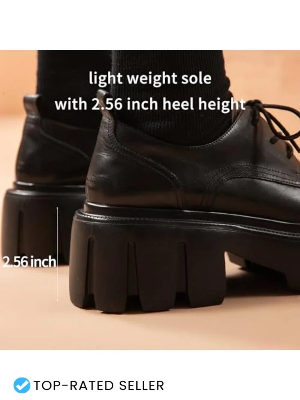 Women's Platform Oxfords Leather Chunky Lug Sole Dress Shoes Comfortable Lace-Up